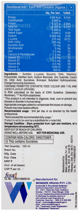 Wonfit Dha Junior Syrup 100ml