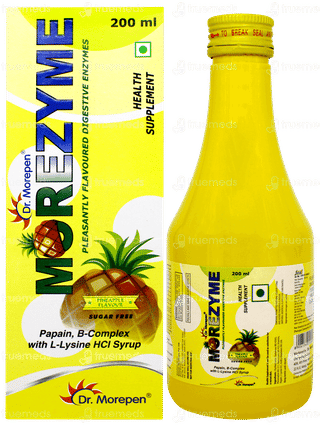 Morezyme Pineapple Flavour Sugar Free Syrup 200ml