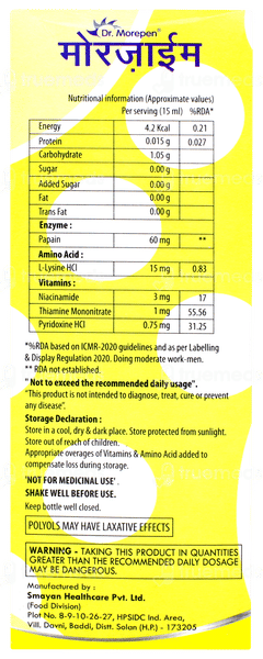 Morezyme Pineapple Flavour Sugar Free Syrup 200ml