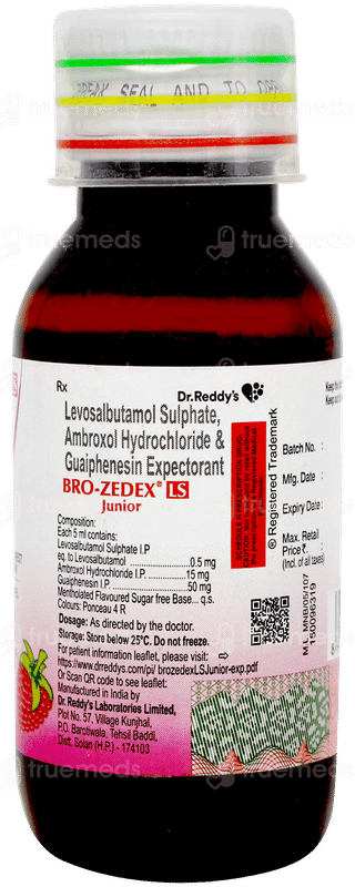 Bro Zedex Ls Junior Raspberry Flavour Expectorant 60ml