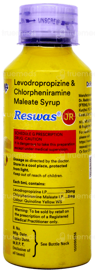 Reswas Jr Ginger Lemon Flavour Syrup 120ml