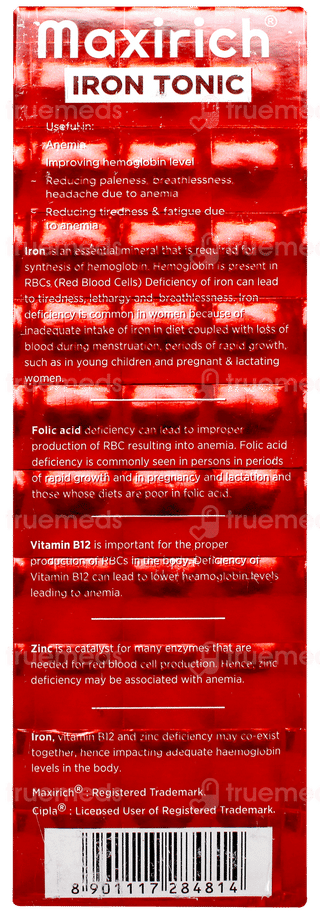 Maxirich Iron Tonic Orange Flavour Syrup 225ml