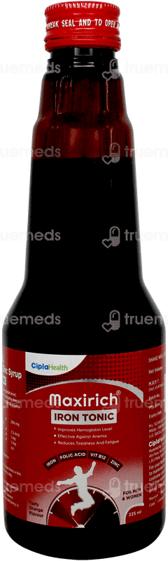 Maxirich Iron Tonic Orange Flavour Syrup 225ml