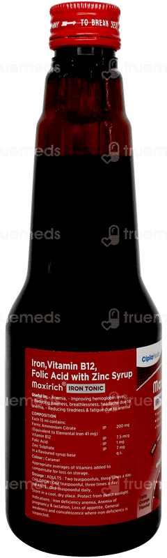 Maxirich Iron Tonic Orange Flavour Syrup 225ml