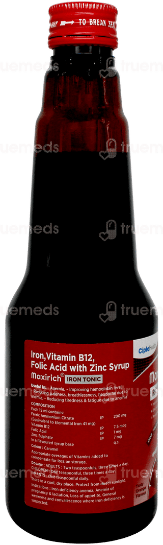 Maxirich Iron Tonic Orange Flavour Syrup 225ml