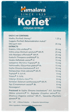Himalaya Koflet Cough Syrup 100ml With 6 Koflet Lozenges Free
