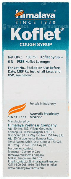 Himalaya Koflet Cough Syrup 100ml With 6 Koflet Lozenges Free
