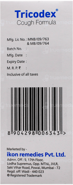 Tricodex Cough Formula Syrup 100Ml