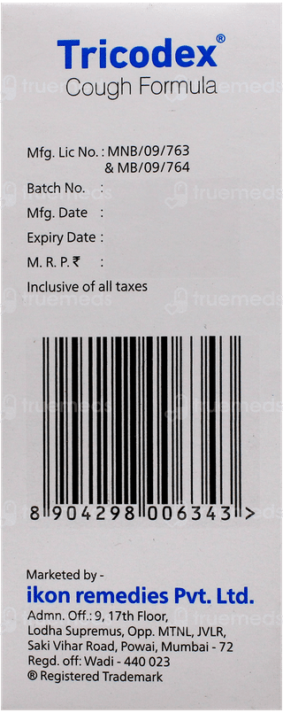 Tricodex Cough Formula Syrup 100Ml