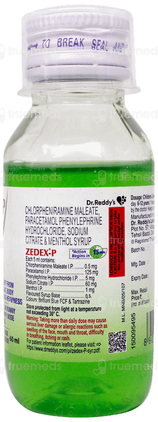 Zedex P Kids Mix Fruit Flavour Syrup 60ml