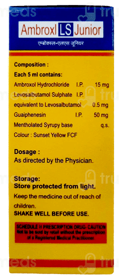 Ambroxl Ls Junior Syrup 60Ml Ambroxl Ls Junior Syrup 60Ml