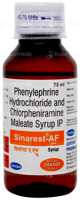 Sinarest Af New Orange Flavour Syrup 75ml