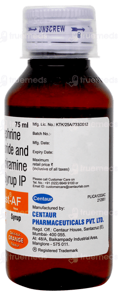 Sinarest Af New Orange Flavour Syrup 75ml Sinarest Af New Orange Flavour Syrup 75ml