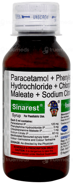 SINAREST ROSE FLAVOUR SYRUP 75ML