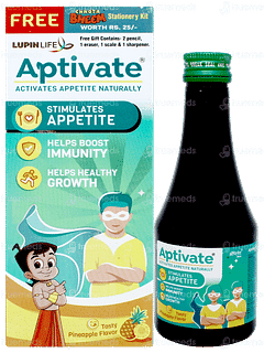 Aptivate Pineapple Flavour Syrup 175ml With Chhota Bheem Stationery Kit Free Aptivate Pineapple Flavour Syrup 175ml With Chhota Bheem Stationery Kit Free