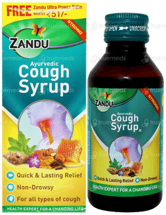 Zandu Ayurvedic Cough Syrup 100ml With Zandu Ultra Power Balm 8ml Free