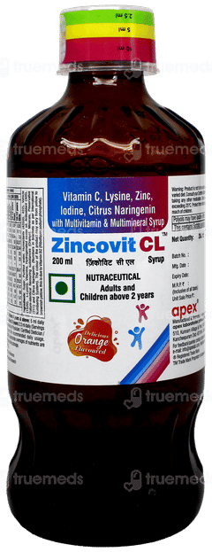 Zincovit Cl Orange Flavoured Syrup 200Ml