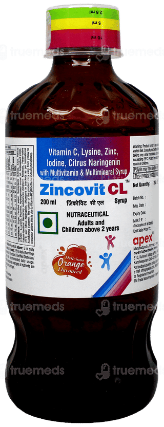 Zincovit Cl Orange Flavoured Syrup 200Ml