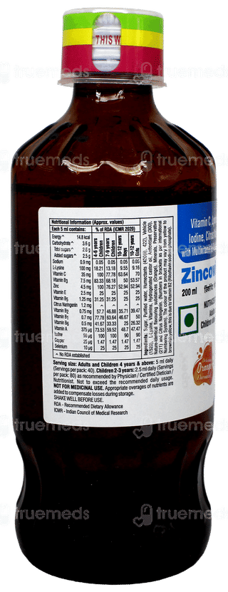 Zincovit Cl Orange Flavoured Syrup 200Ml