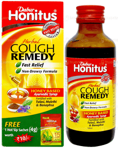 Dabur Honitus Herbal Cough Remedy Syrup 100Ml With Honitus Hot Sip 4Gm Sachet Free