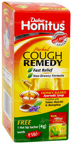 Dabur Honitus Herbal Cough Remedy Syrup 100Ml With Honitus Hot Sip 4Gm Sachet Free