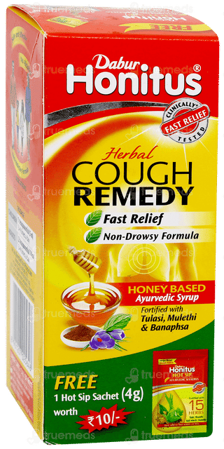 Dabur Honitus Herbal Cough Remedy Syrup 100Ml With Honitus Hot Sip 4Gm Sachet Free