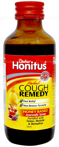 Dabur Honitus Herbal Cough Remedy Syrup 100Ml With Honitus Hot Sip 4Gm Sachet Free