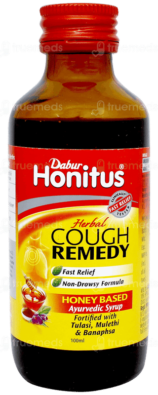 Dabur Honitus Herbal Cough Remedy Syrup 100Ml With Honitus Hot Sip 4Gm Sachet Free