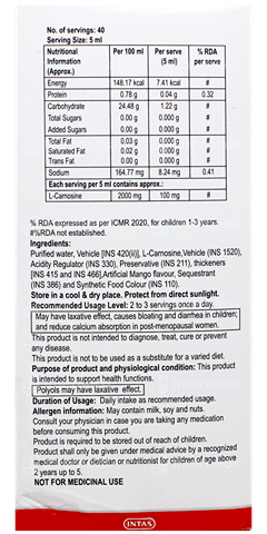 Cogvin Mango Flavour No Added Sugar Syrup 200Ml