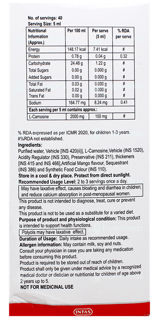 Cogvin Mango Flavour No Added Sugar Syrup 200Ml