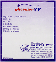Acenac Sp Tablet 10 Acenac Sp Tablet 10