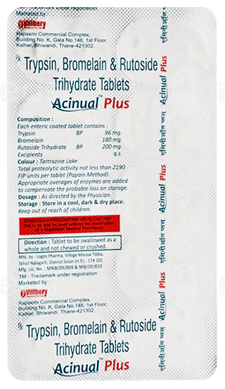 Acinual Plus 96/200/180 Mg Tablet 10