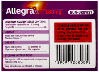 Allegra 180mg Tablet 10