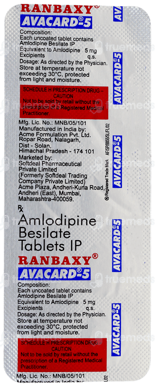 Avacard 5 Tablet 10