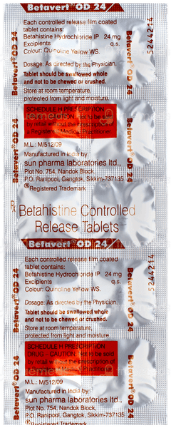 Betavert Od 24 Tablet 10 Betavert Od 24 Tablet 10