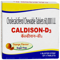 Caldison D3 Orange Flavour Sugar Free Chewable Tablet 4 Caldison D3 Orange Flavour Sugar Free Chewable Tablet 4