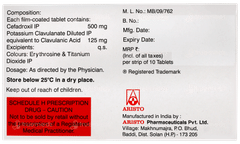 Cefadrox Cv 500/125 Tablet 10 Cefadrox Cv 500/125 Tablet 10