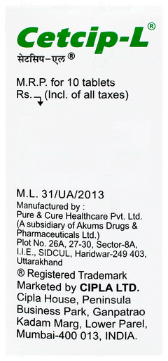 Cetcip L Tablet 10