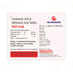 Clot Xl M 500/250 MG Tablet 10 Clot Xl M 500/250 MG Tablet 10