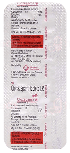 Clozepam 2 Mg Tablet 10