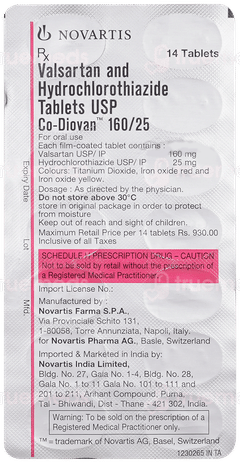 Co Diovan 160/25 Tablet 14