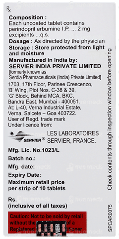 Coversyl 2mg Tablet 10 Coversyl 2mg Tablet 10