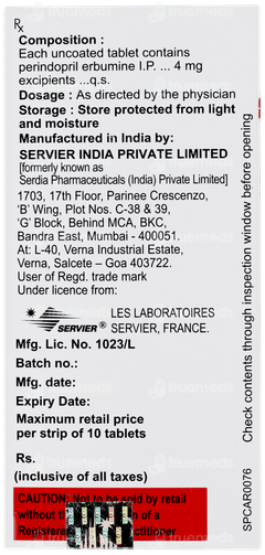 Coversyl 4mg Tablet 10 Coversyl 4mg Tablet 10