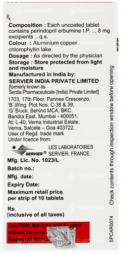 Coversyl 8mg Tablet 10 Coversyl 8mg Tablet 10