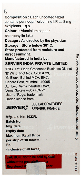 Coversyl 8Mg Tablet 10