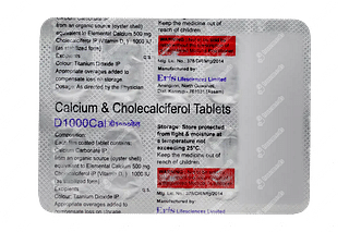 D 1000 Cal 500 Mg/1000iu Tablet 10