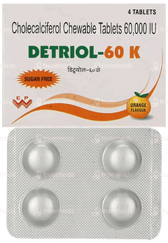 Detriol 60K Orange Flavour Sugar Free Chewable Tablet 4 Detriol 60K Orange Flavour Sugar Free Chewable Tablet 4