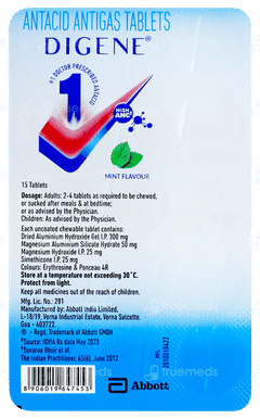 Digene Mint Flavour Chewable Tablet 15 Digene Mint Flavour Chewable Tablet 15