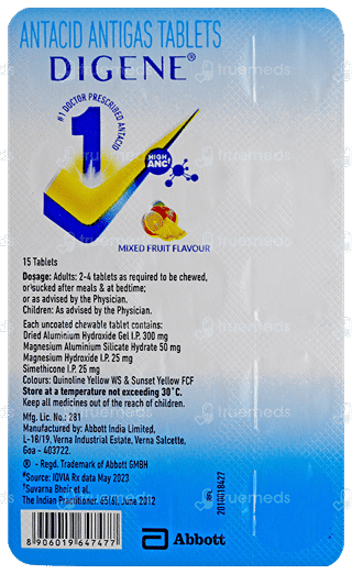 Digene Mixed Fruit Flavour Chewable Tablet 15