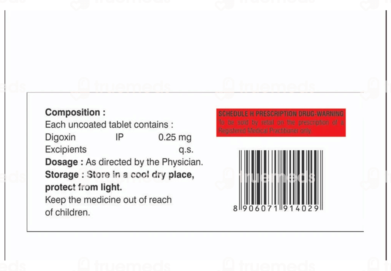 Digoxin 0.25 MG Order Digoxin 0.25 MG Tablet Online at Truemeds